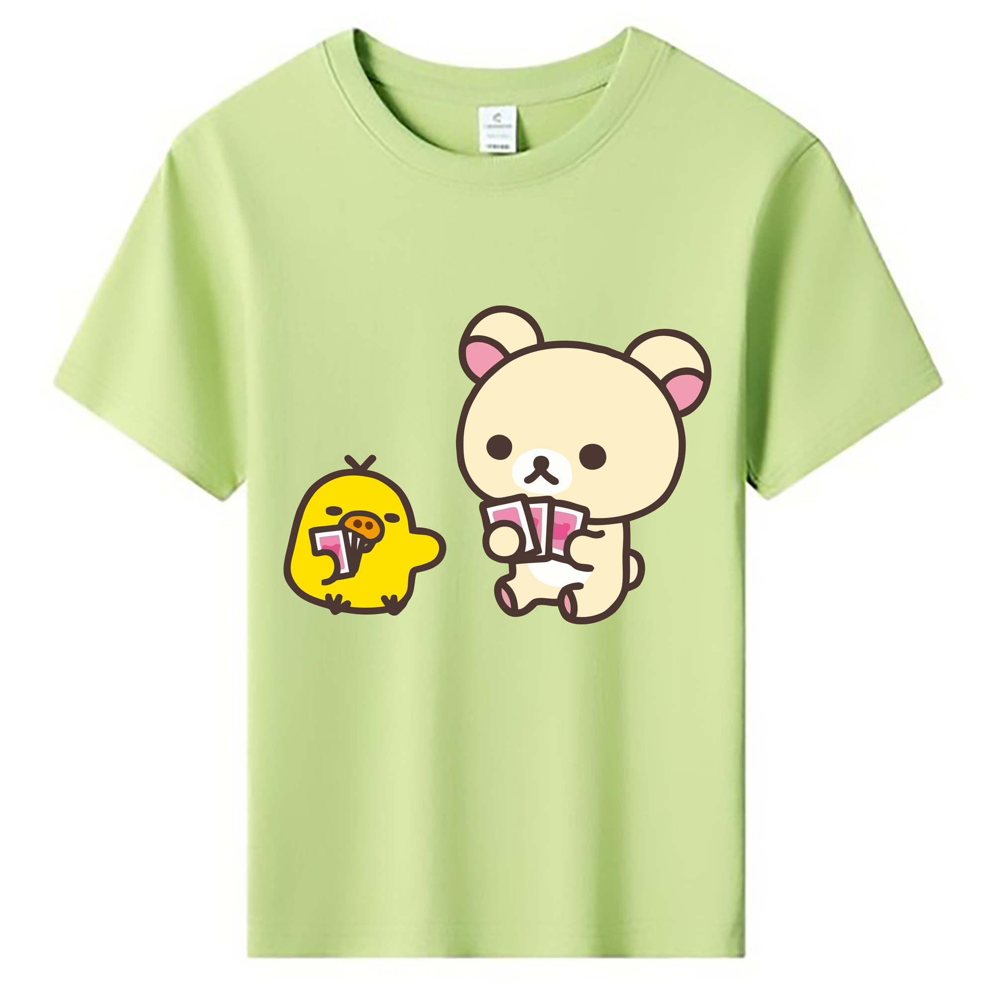 （画像用） リラックマ リラックマ キイロイトリ Rilakkuma Korilakkuma Kiiroitori 綿100％キッズTシャツ（フロントプリント）